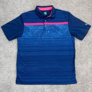 Men's Navy Polo Shirt with Pink Accent - Performance Golf Style